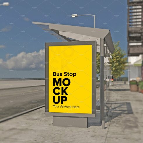 Evening View Bus Stop Sign mockup cover image.