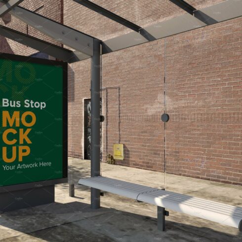 Bus Shelter Advertising Sign Mockup cover image.