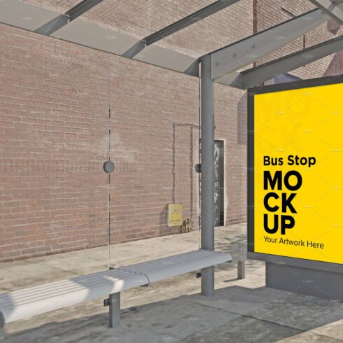 City Bus Stop Sign mockup cover image.