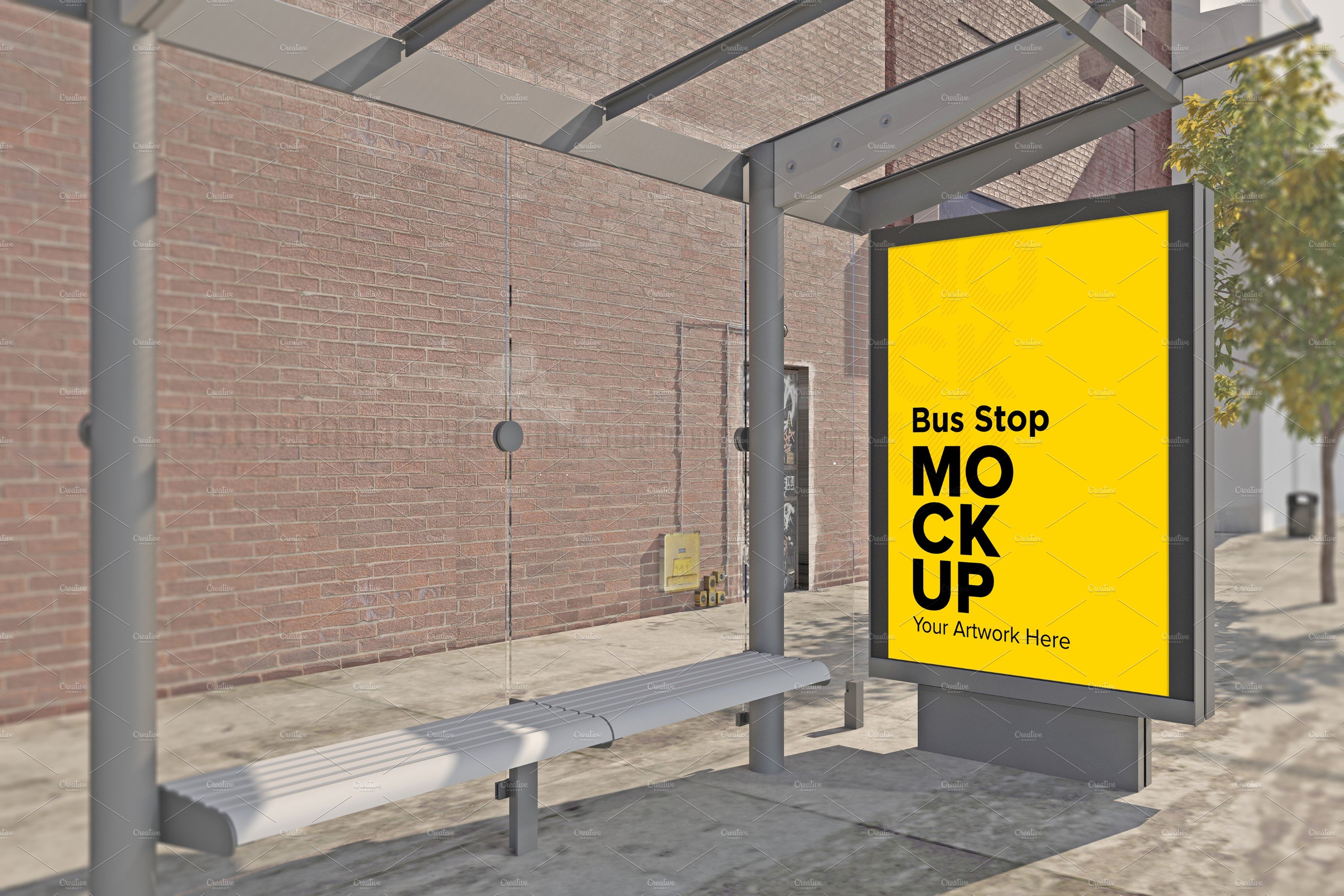 City Bus Stop Sign mockup cover image.