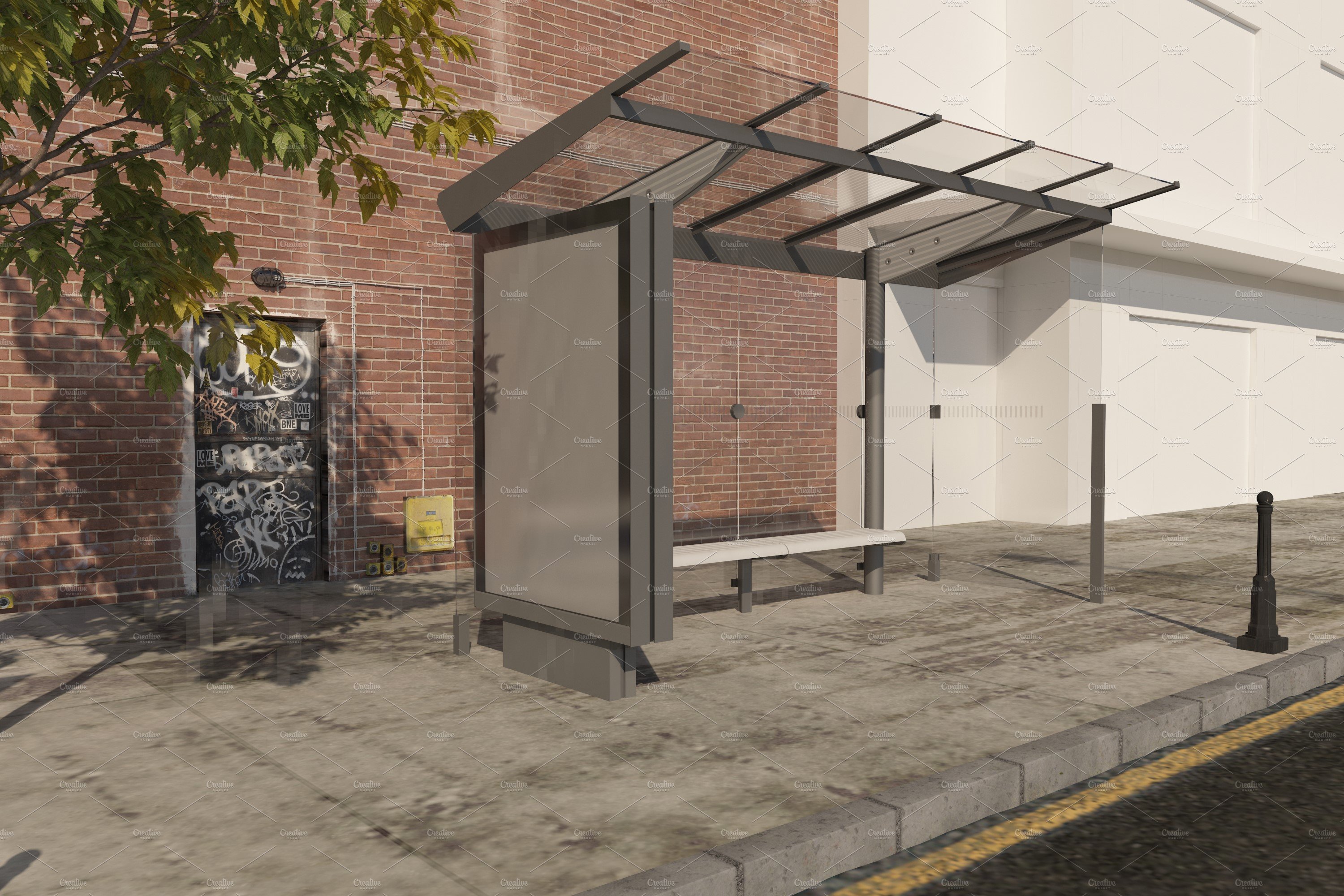 Bus Stop Billboard Mockup preview image.