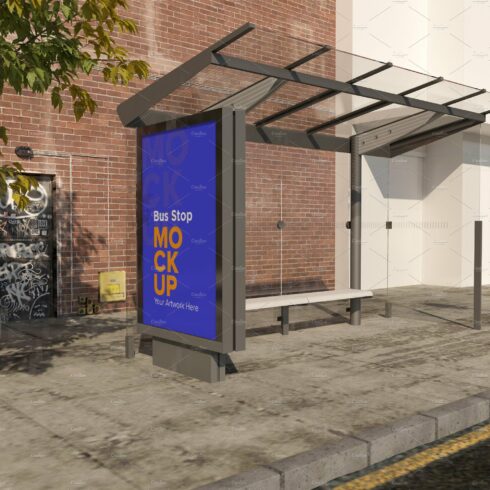 Bus Stop Billboard Mockup cover image.