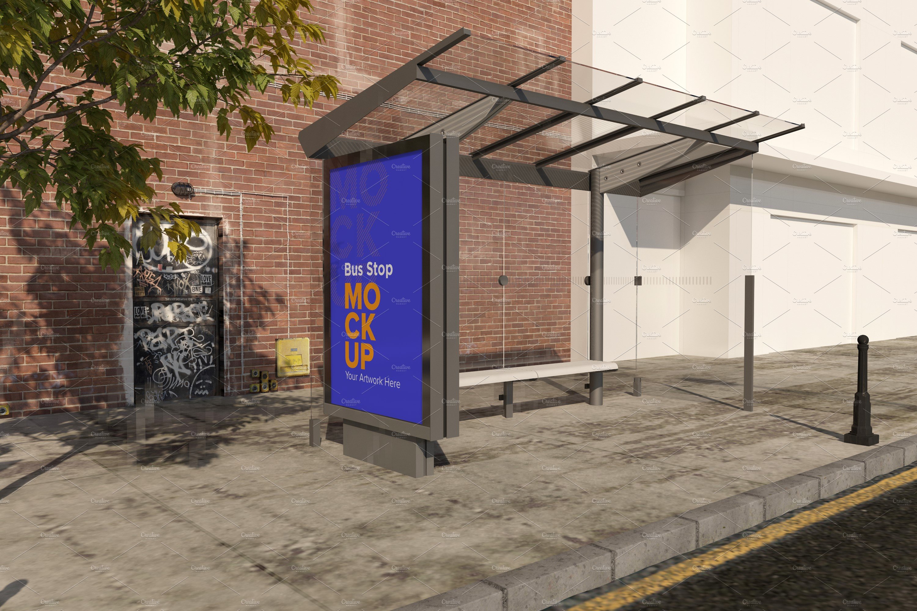 Bus Stop Billboard Mockup cover image.