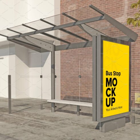 City Bus Stop Sign mockup cover image.