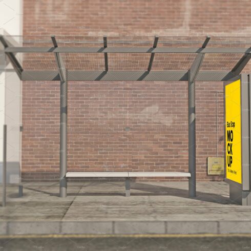 City Bus Stop Sign mockup cover image.