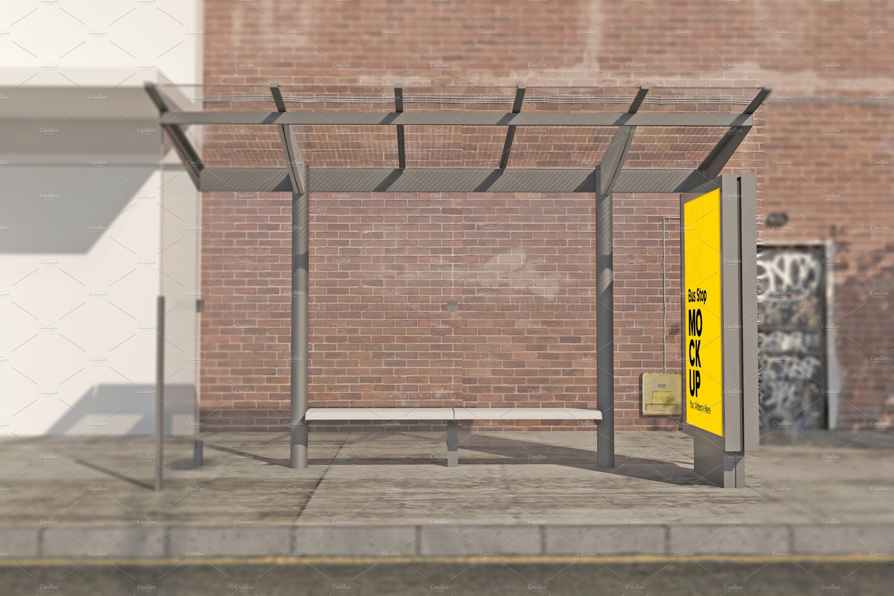 City Bus Stop Sign mockup cover image.