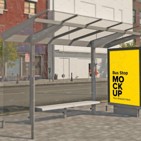 City Bus Stop Sign mockup cover image.