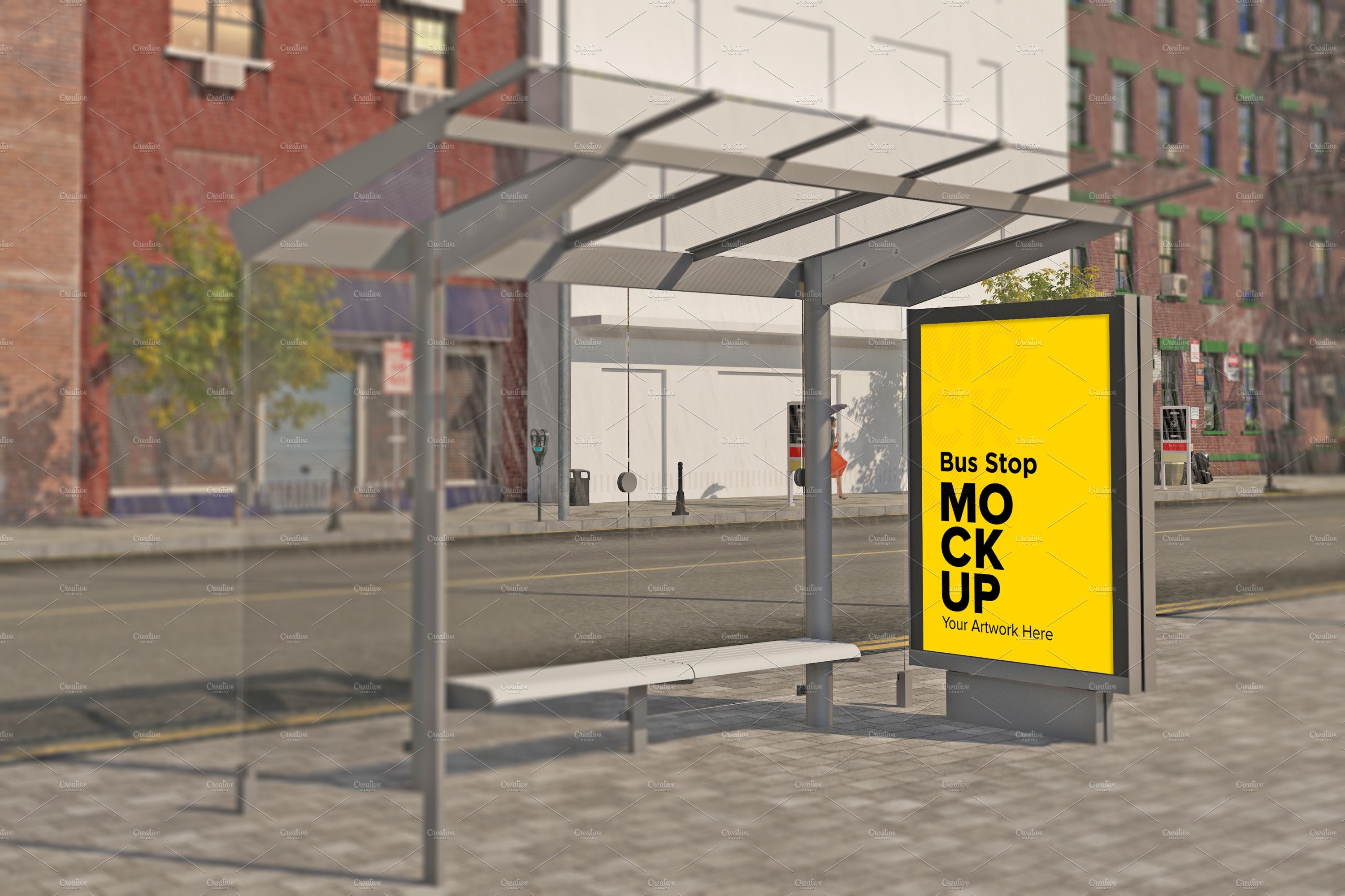 City Bus Stop Sign mockup cover image.