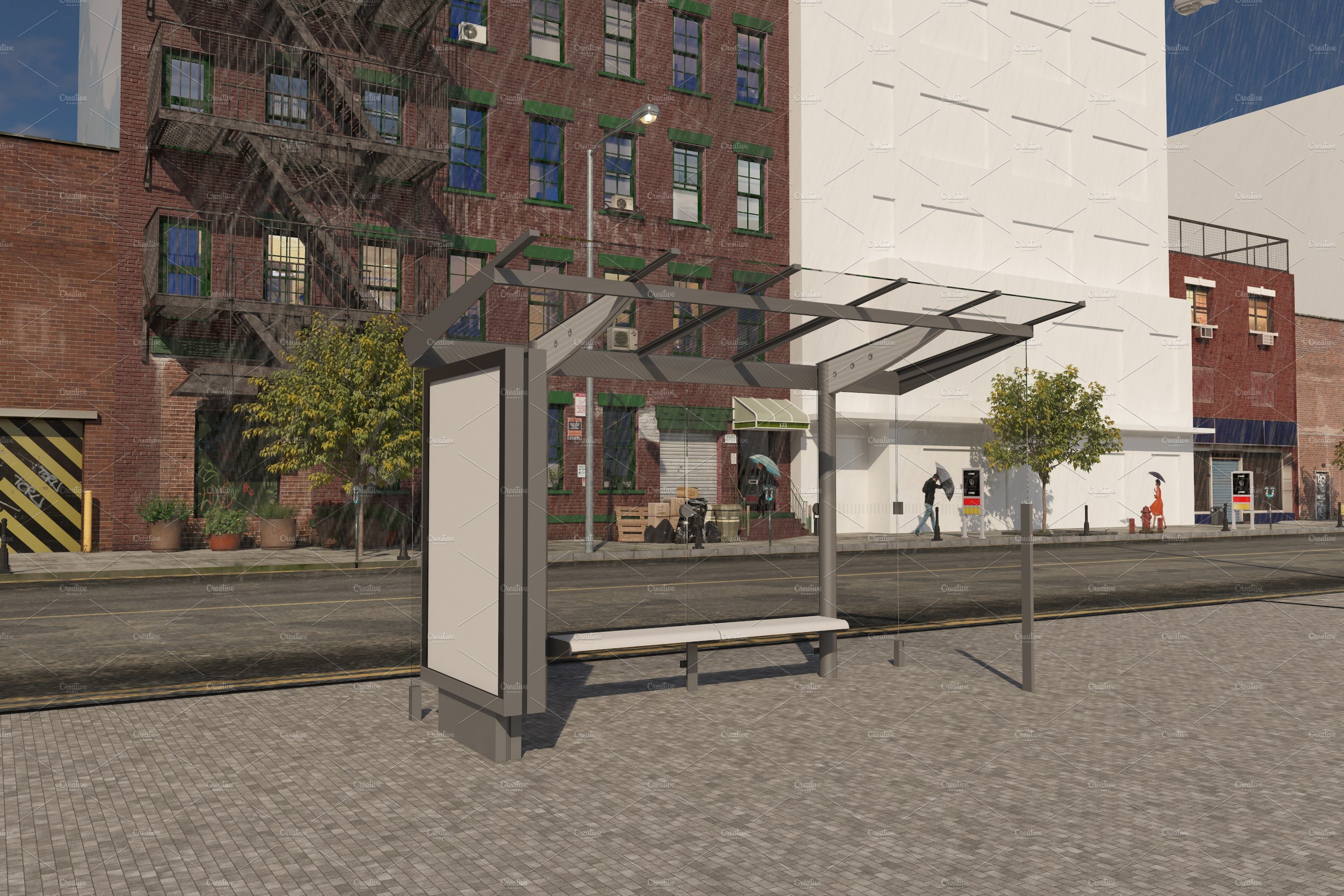 Bus Shelter Outdoor Sign Mockup preview image.