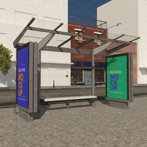 Bus Stop with 2 Sign Mockup cover image.