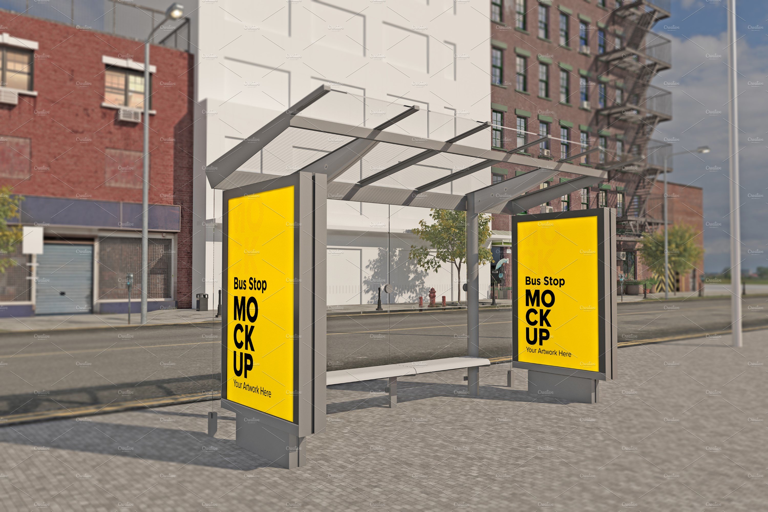 City Bus Stop Sign mockup cover image.