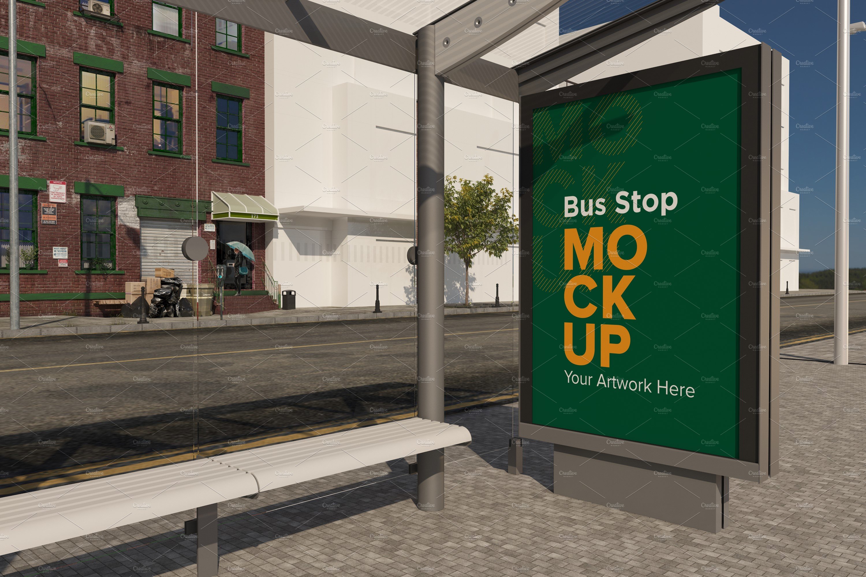 Bus Stop Billboard Mockup cover image.