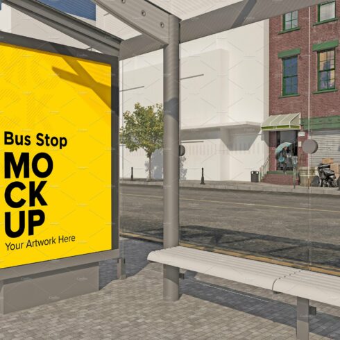 City Bus Stop Sign mockup cover image.