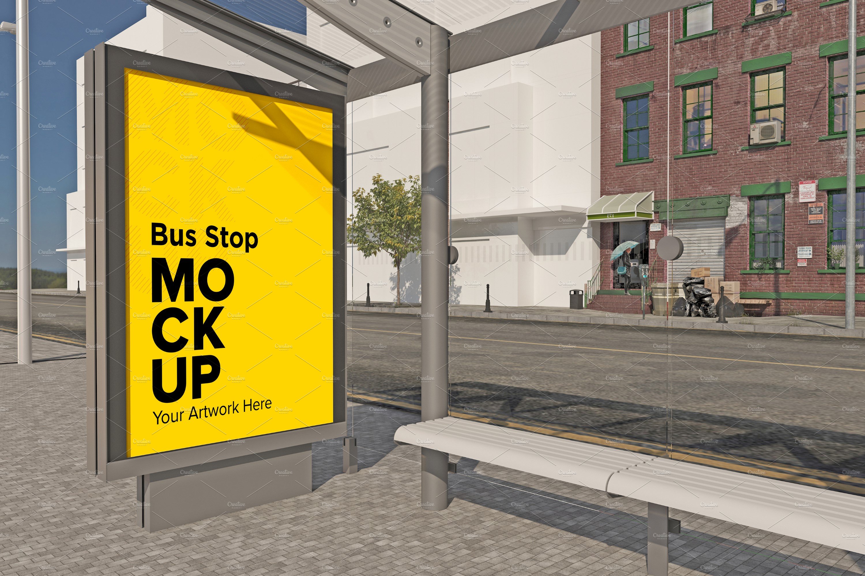 City Bus Stop Sign mockup cover image.