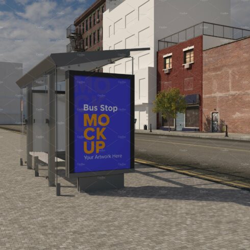 Bus Stop with 2 Sign Mockup cover image.