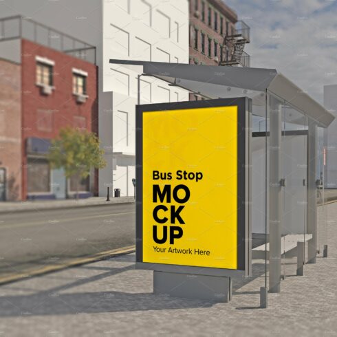 Evening View Bus Stop Sign mockup cover image.