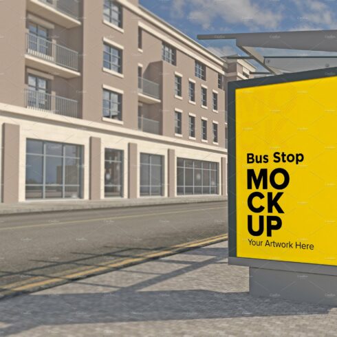 Evening View Bus Stop Sign mockup cover image.