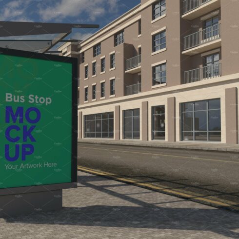 City Bus Stop Sign Mockup cover image.