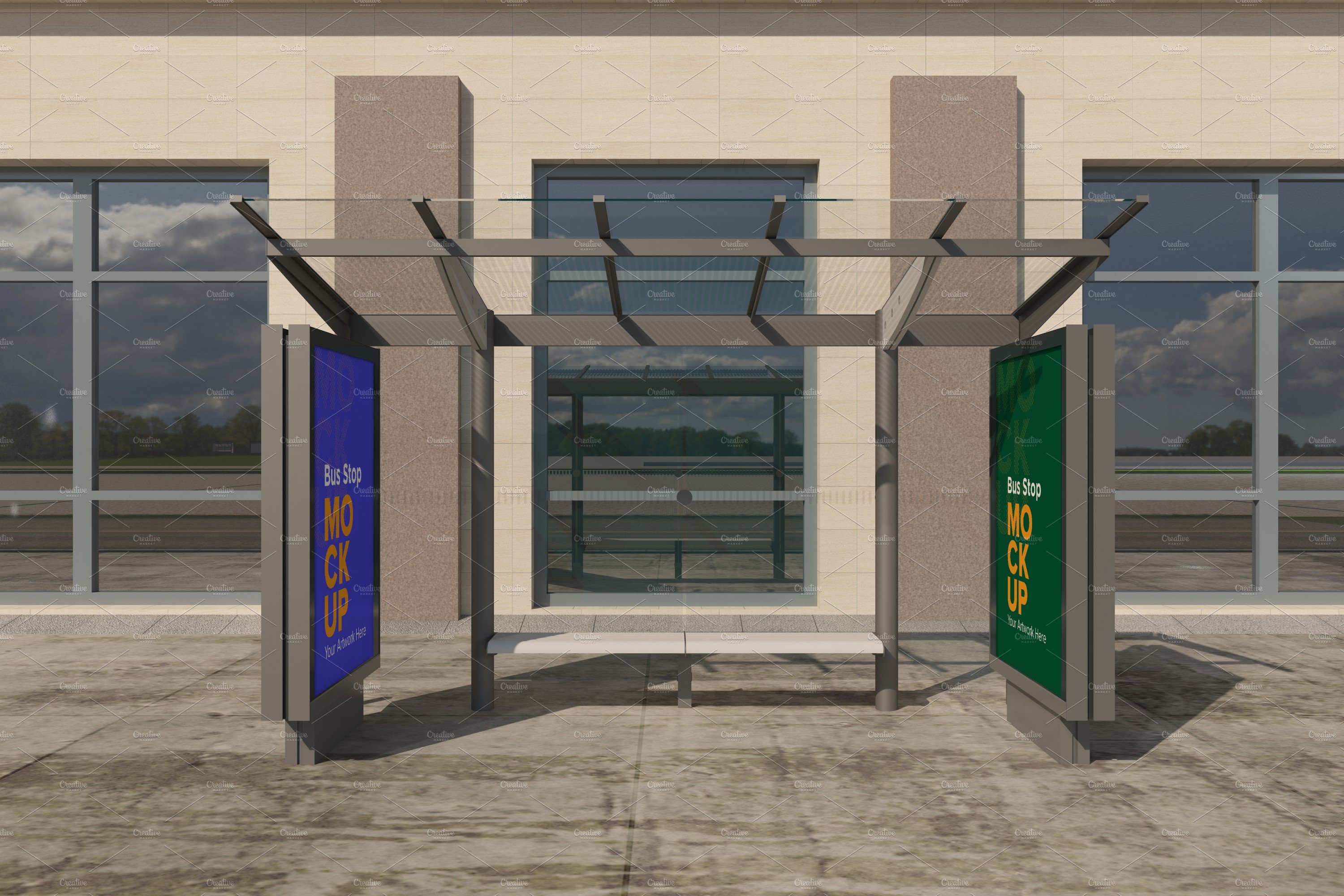 Bus Stop with 2 Sign Mockup cover image.