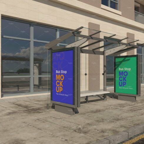 Bus Stop with 2 Sign Mockup cover image.