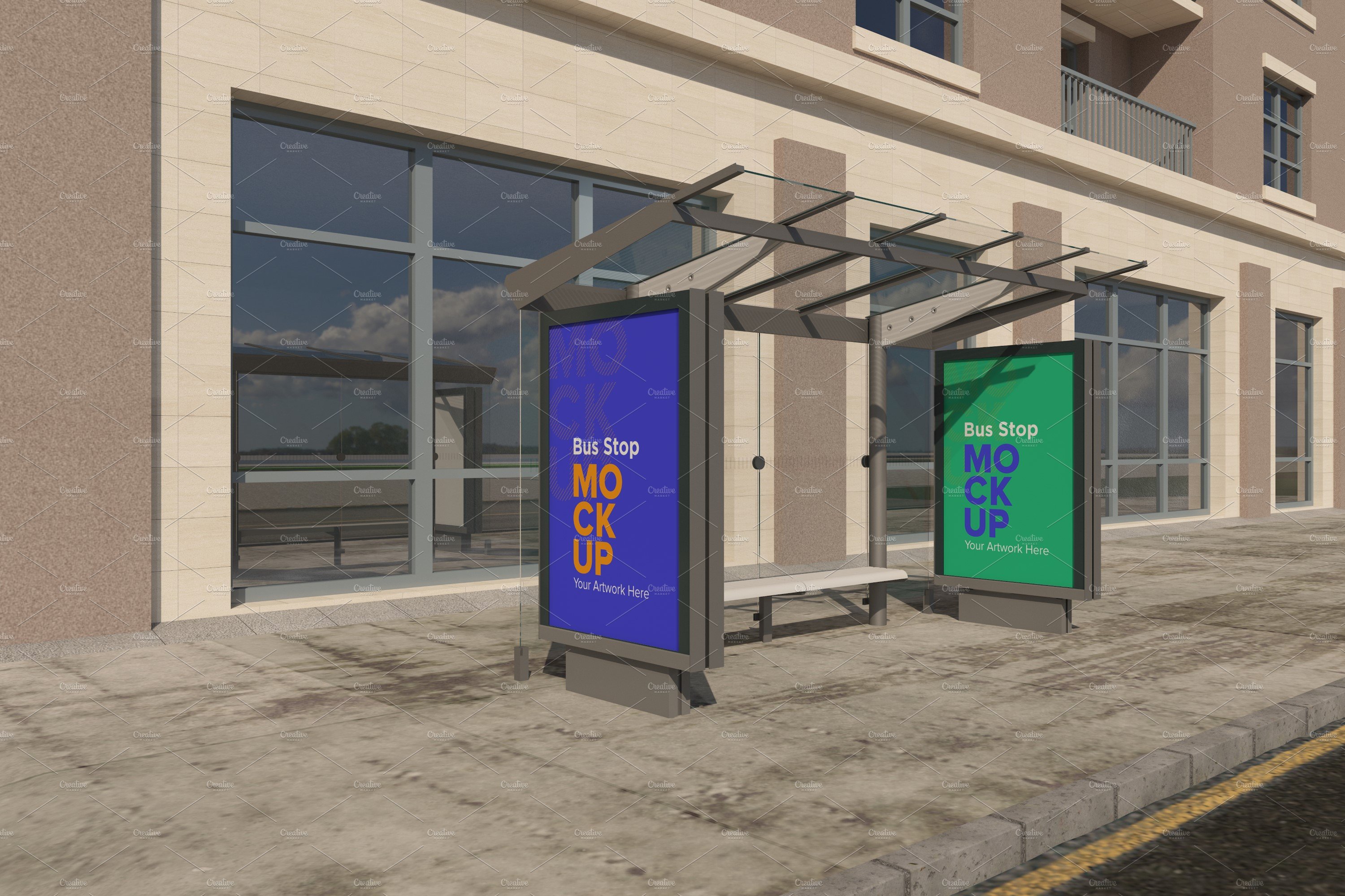 Bus Stop with 2 Sign Mockup cover image.