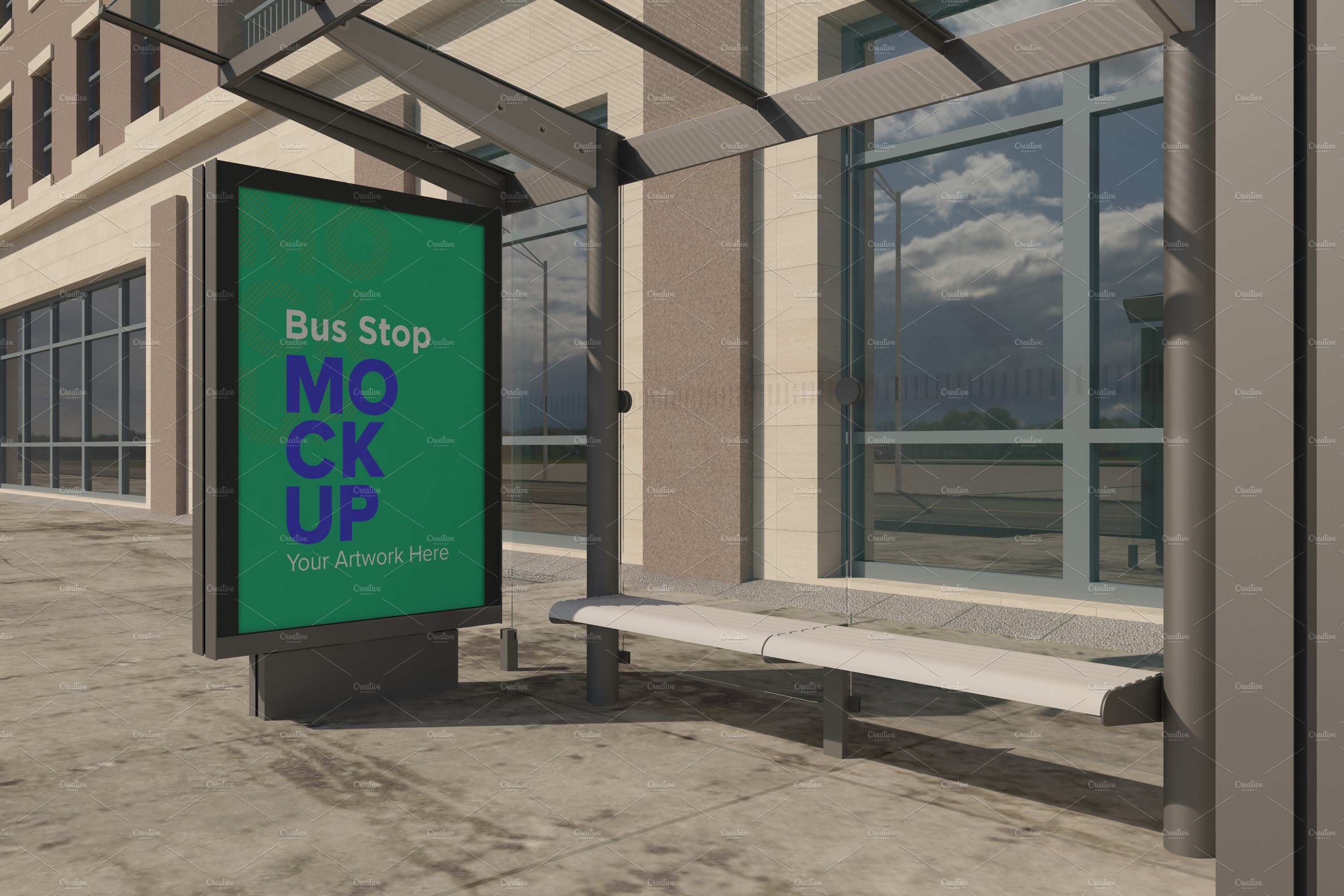 Bus Stop Billboard Mockup cover image.