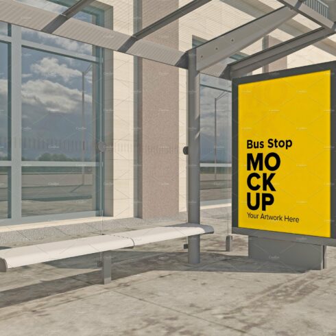 City Bus Stop Sign mockup cover image.