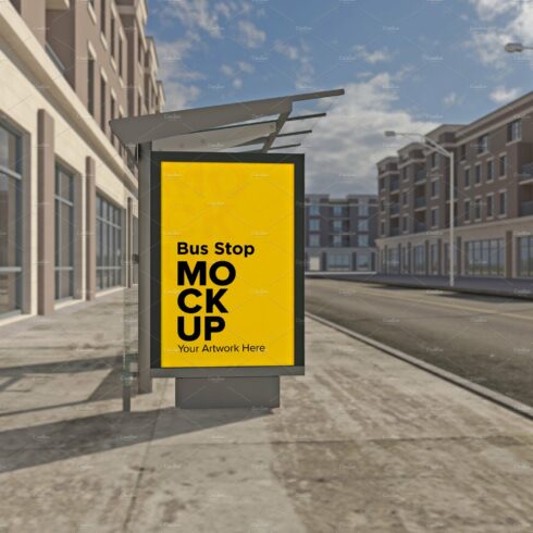 City Bus Stop Sign mockup cover image.