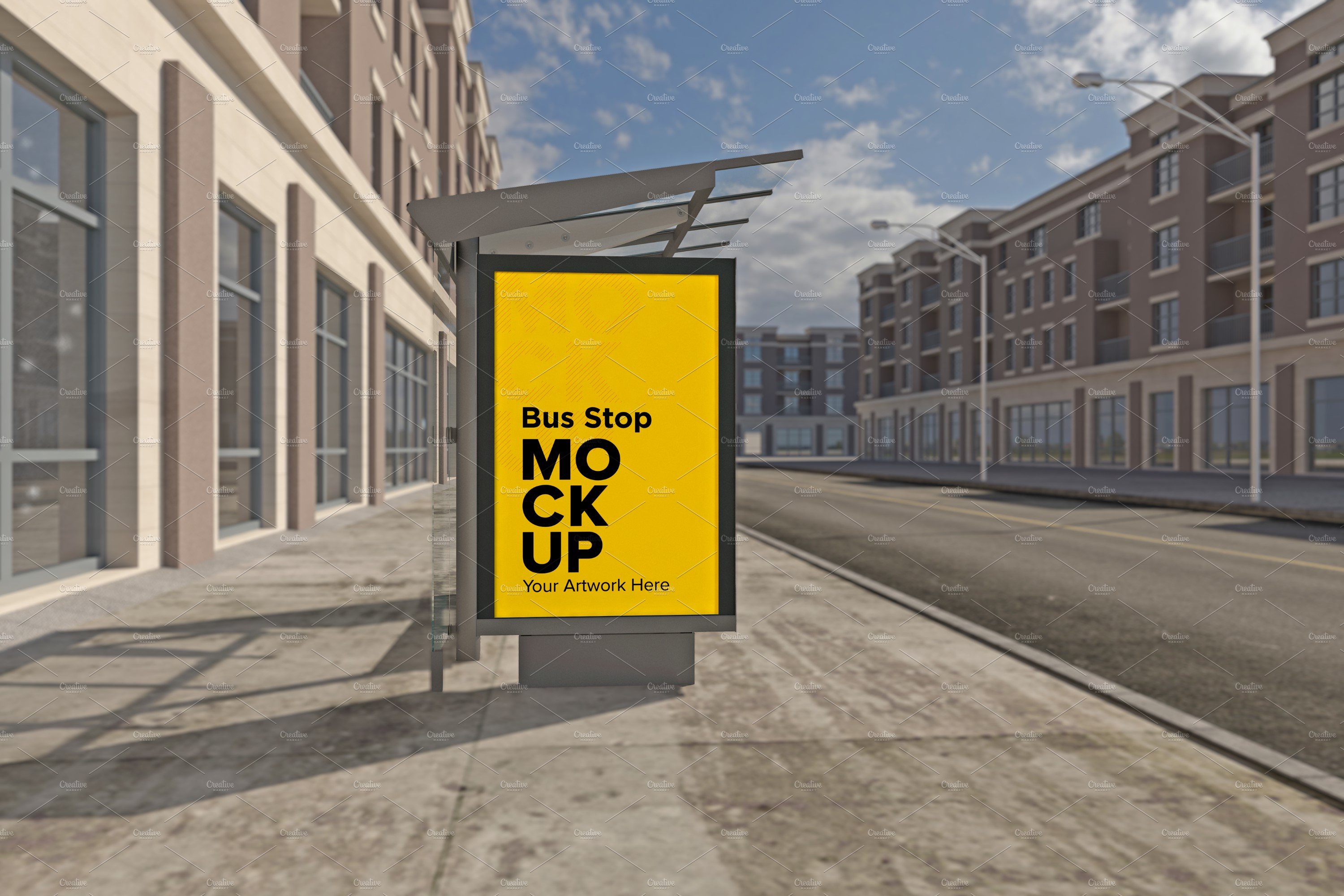 City Bus Stop Sign mockup cover image.