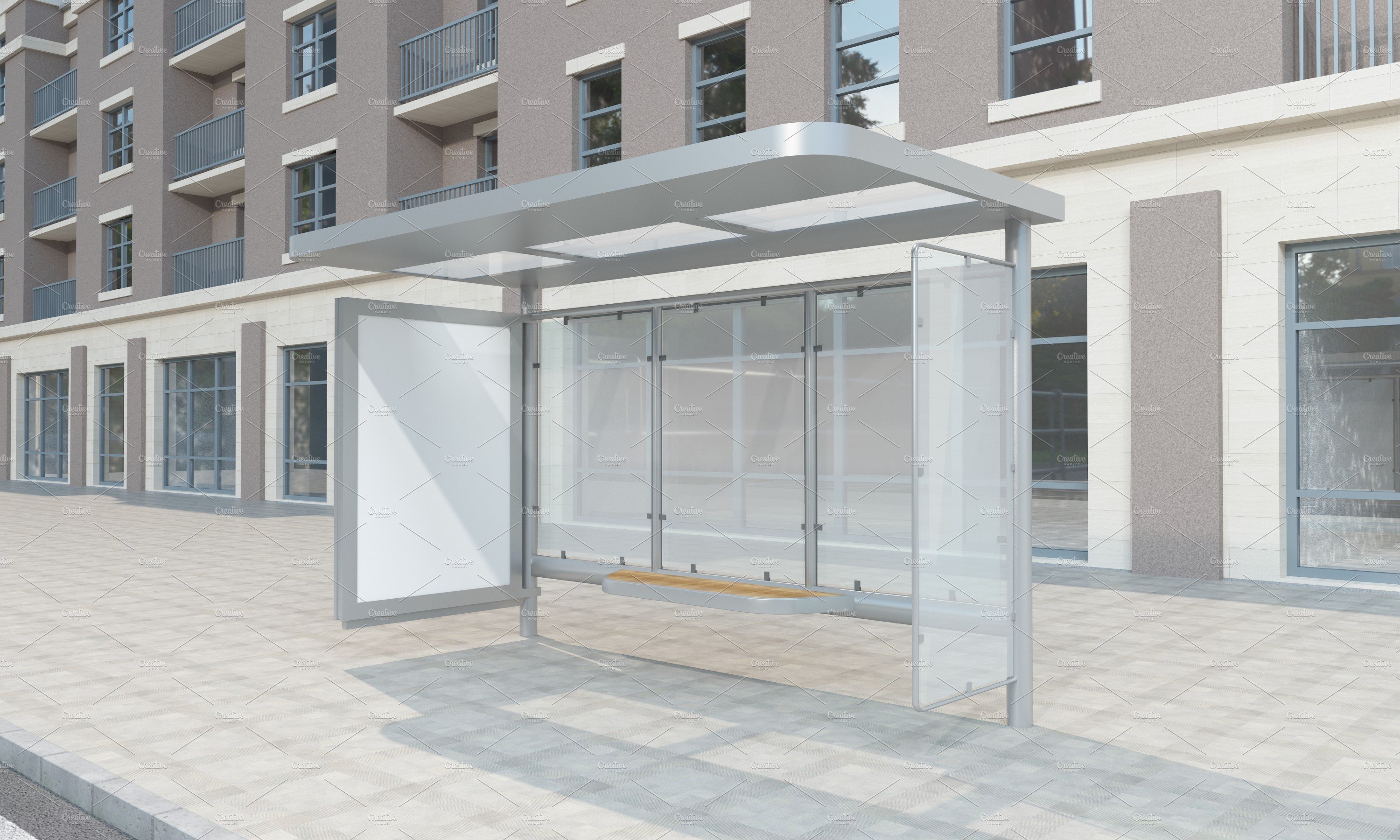 Bus Shelter Advertising Sign Mockup preview image.