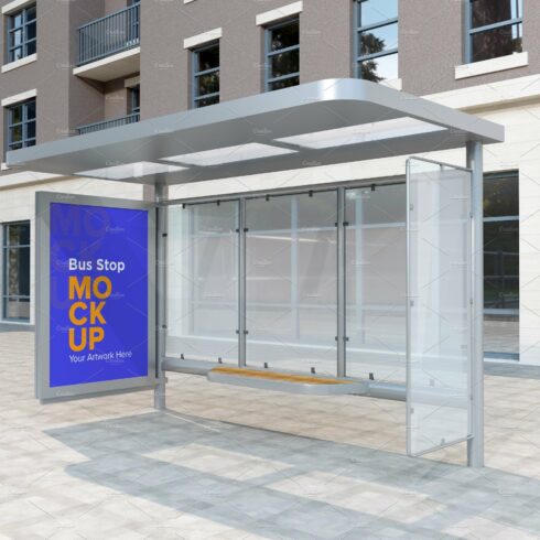 Bus Shelter Advertising Sign Mockup cover image.