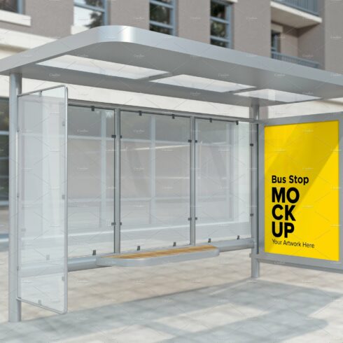 City Bus Stop Sign mockup cover image.