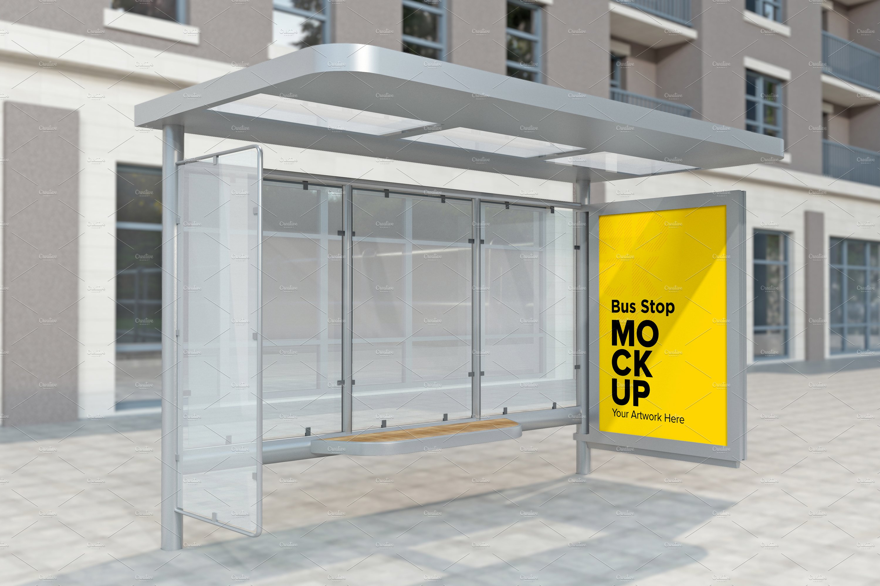 City Bus Stop Sign mockup cover image.