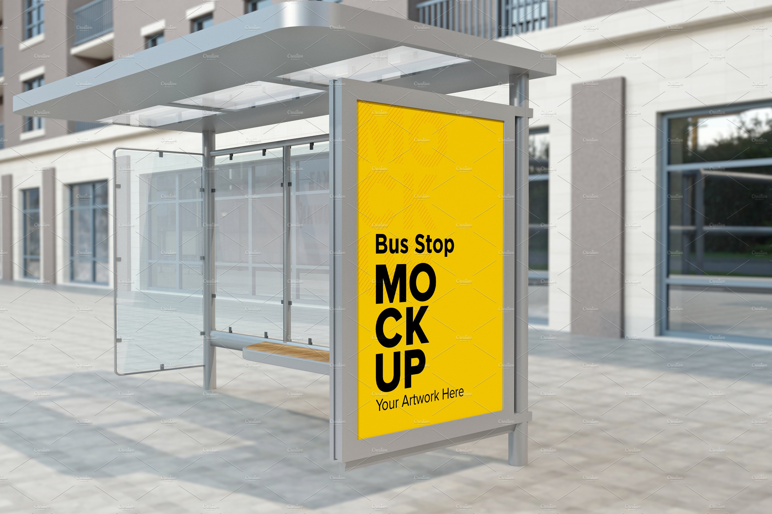 City Bus Stop Sign mockup cover image.