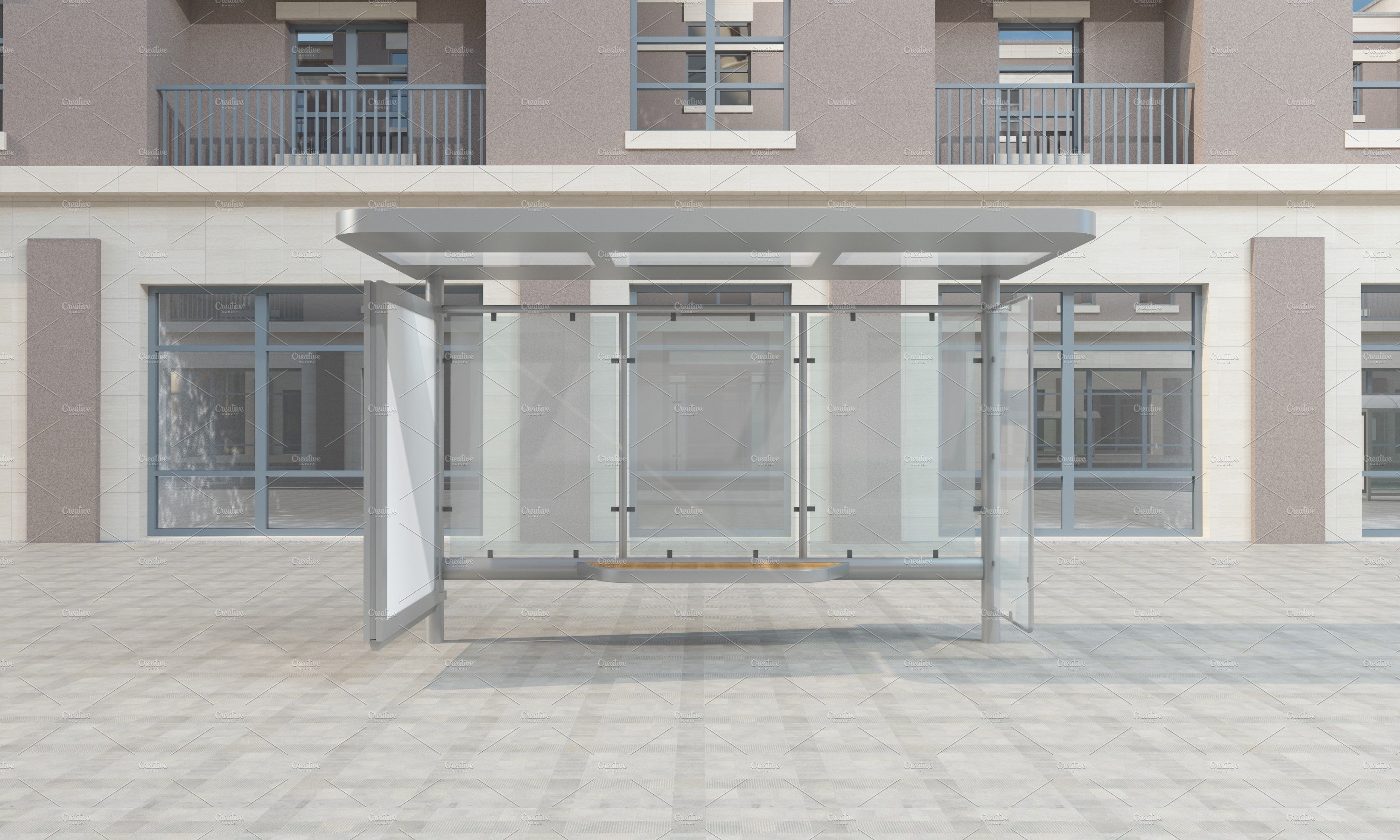 Bus Stop Billboard Mockup preview image.