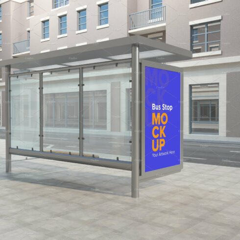 City Bus Stop Sign Mockup cover image.