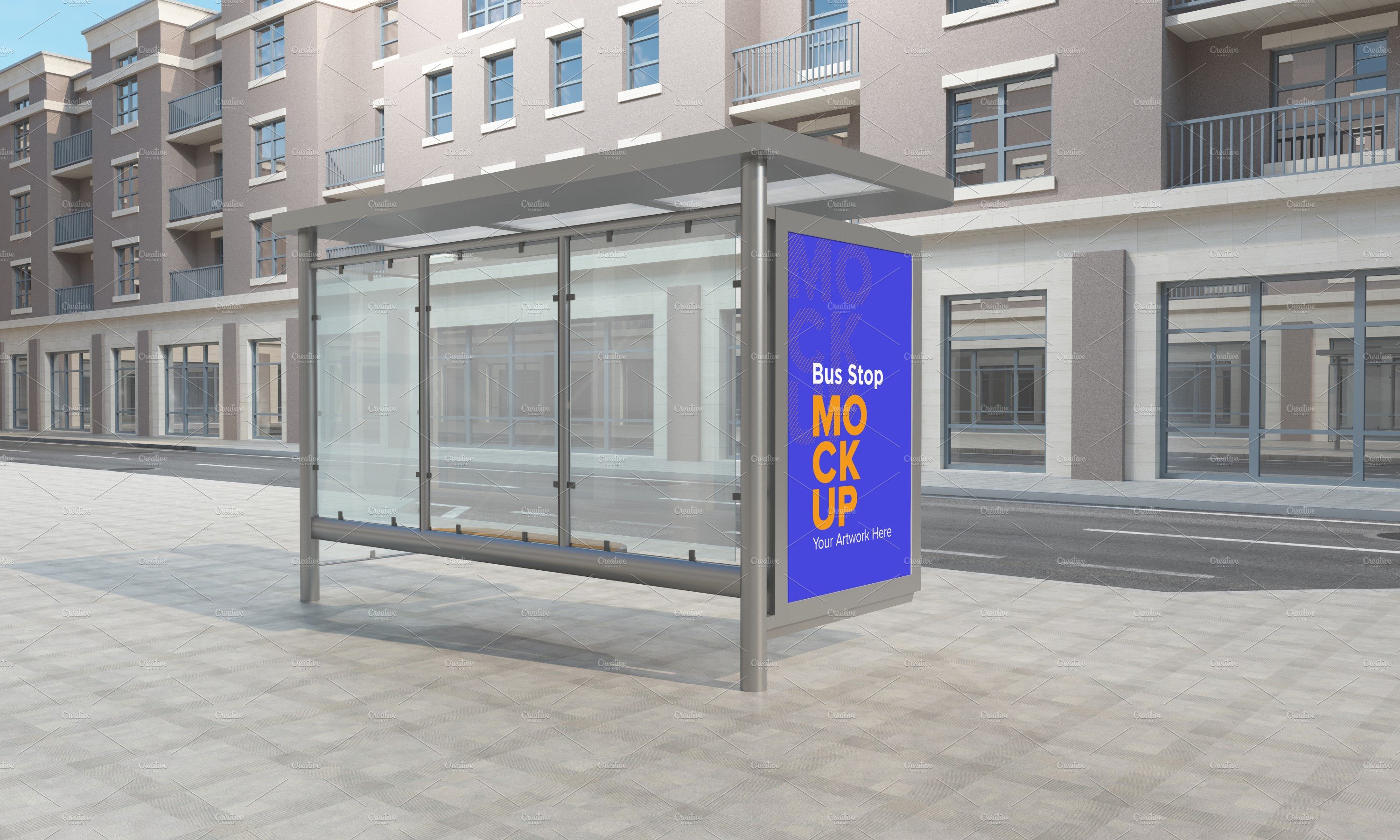 City Bus Stop Sign Mockup cover image.