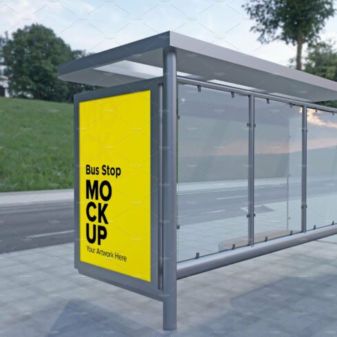 Evening View Bus Stop Sign mockup cover image.