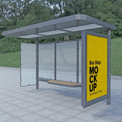 Evening View Bus Stop Sign mockup cover image.