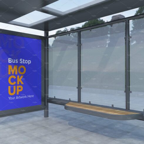 Evening View Bus Stop Signage Mockup cover image.