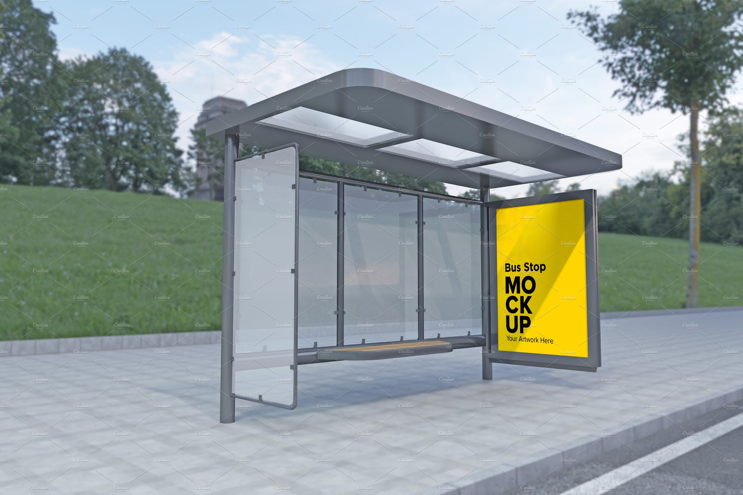 City Bus Shelter mockup cover image.