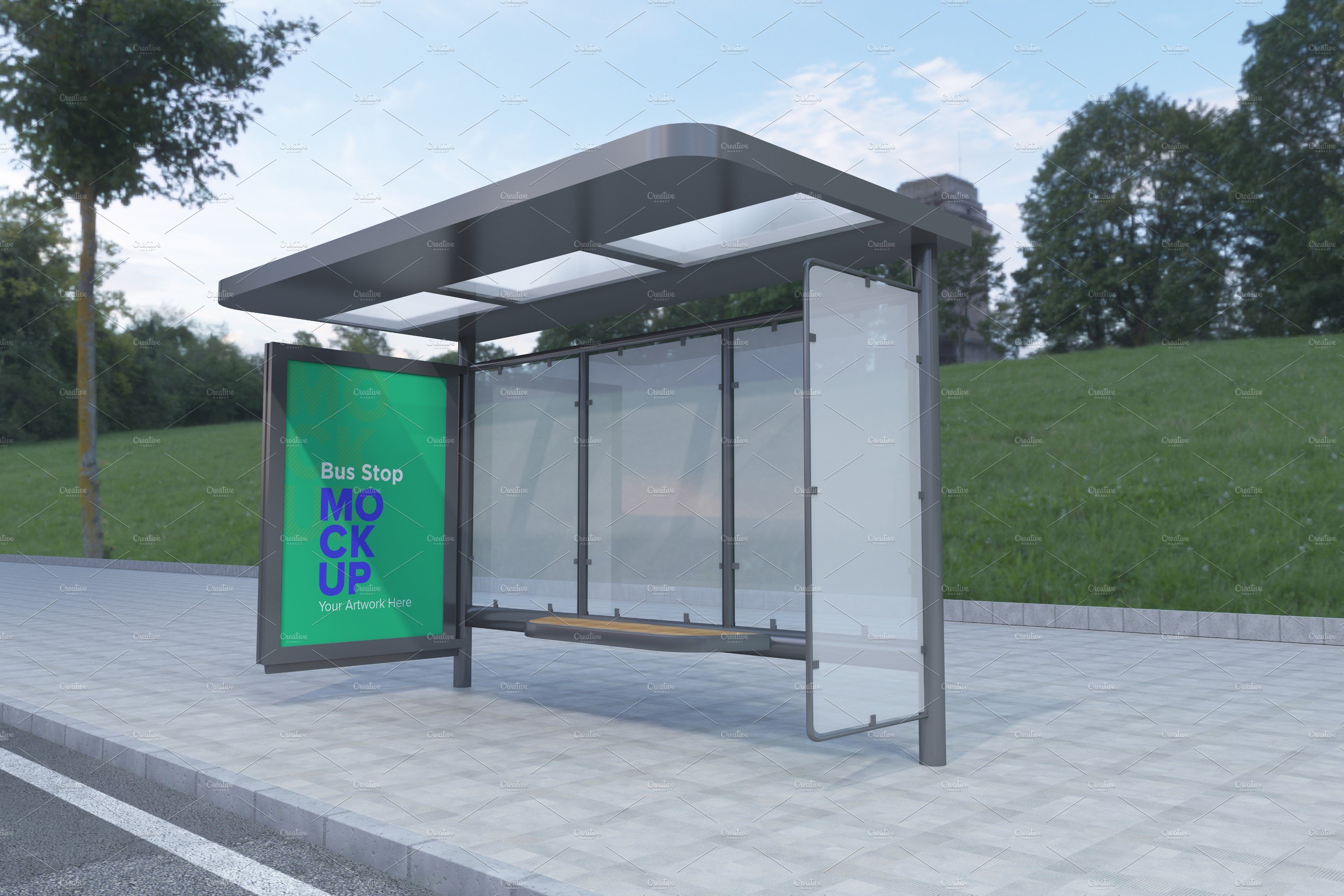 Bus Stop Billboard Mockup cover image.