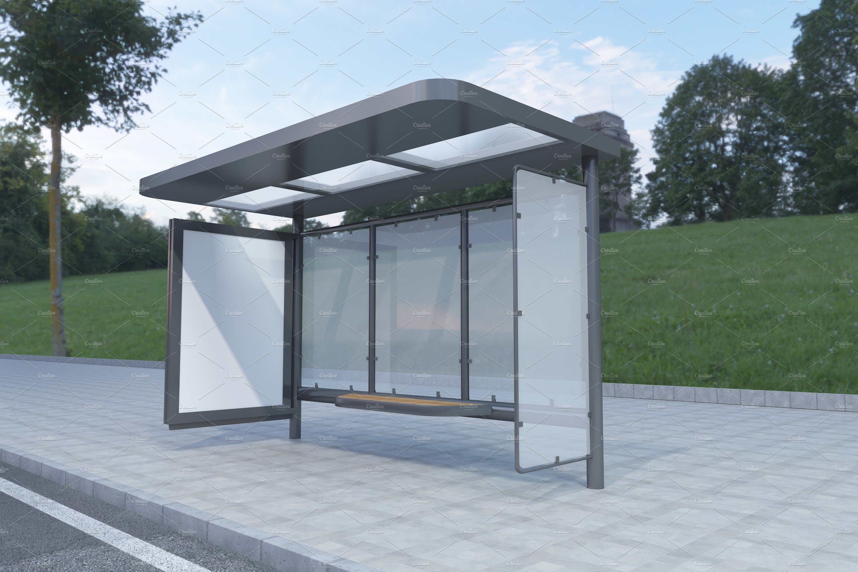 Bus Stop Billboard Mockup preview image.