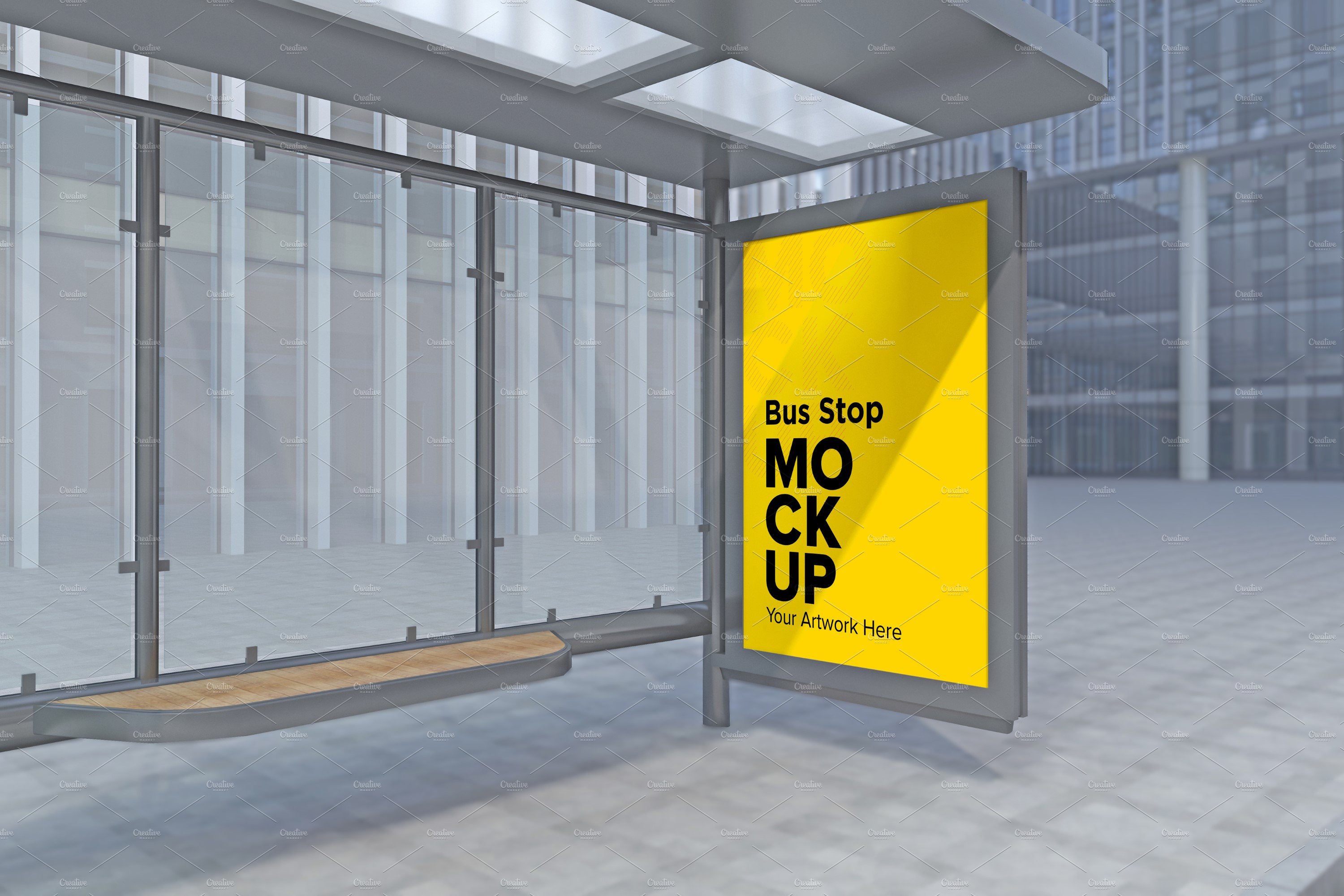 Evening View Bus Stop Sign mockup cover image.