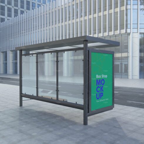 Evening View Bus Stop Signage Mockup cover image.