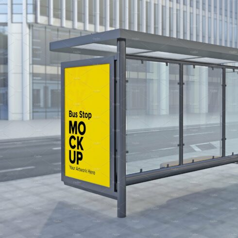 Evening View Bus Stop Sign mockup cover image.