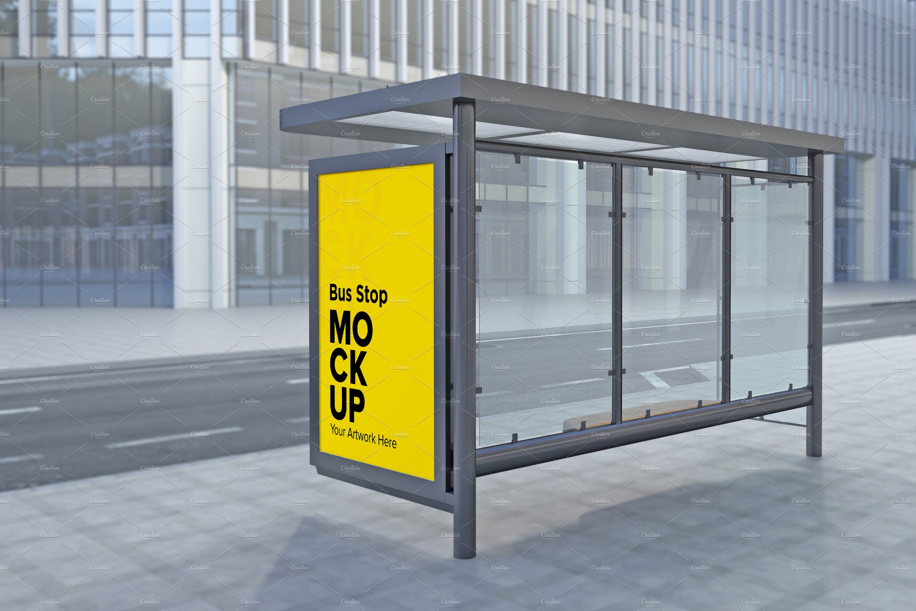 Evening View Bus Stop Sign mockup cover image.