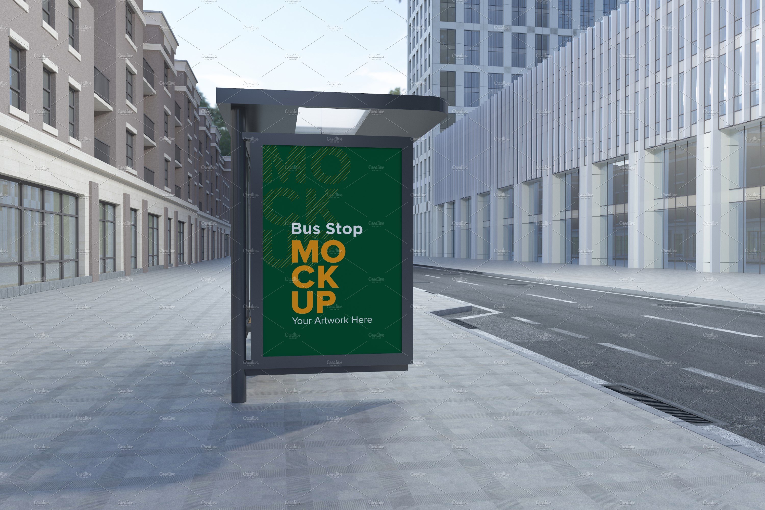 Bus Stop Billboard Mockup cover image.