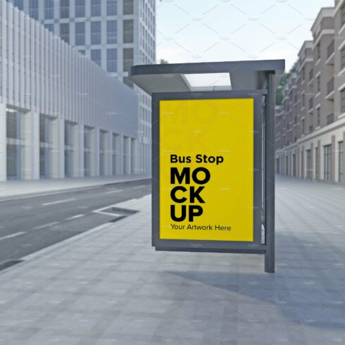 Evening View Bus Stop Sign mockup cover image.