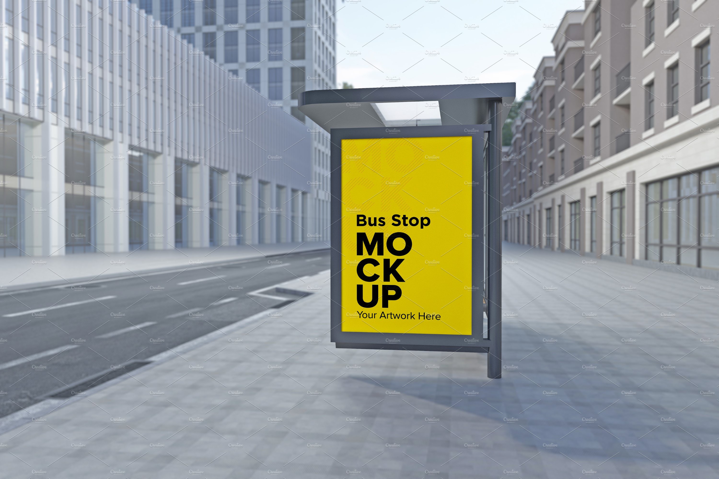 Evening View Bus Stop Sign mockup cover image.